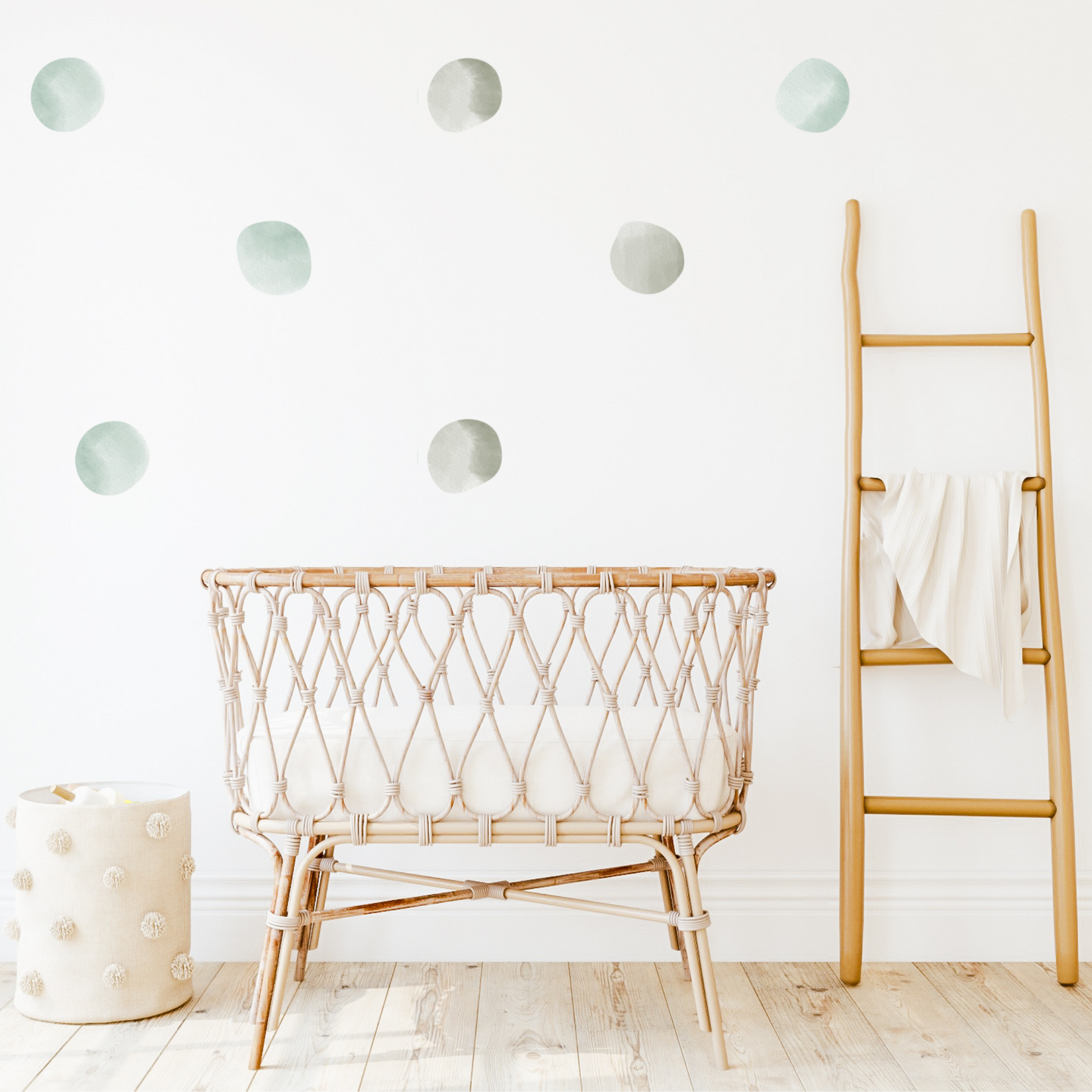 Green dot/spot decals.  Non-toxic, eco-friendly, reusable wall stickers. Australian made.