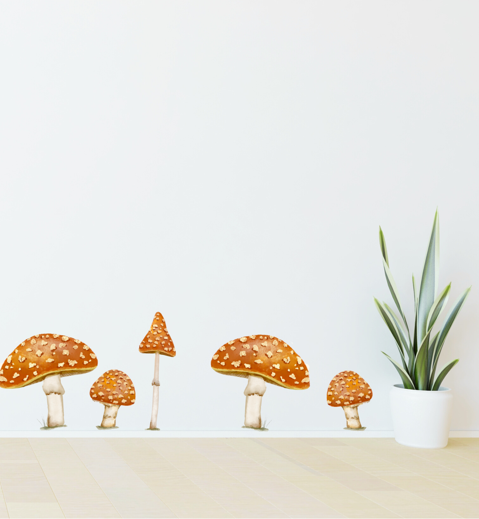 Decorative mushroom wall decals. A set of toadstool wall decals in various sizes. Non-toxic reusable wall stickers. Australian made.